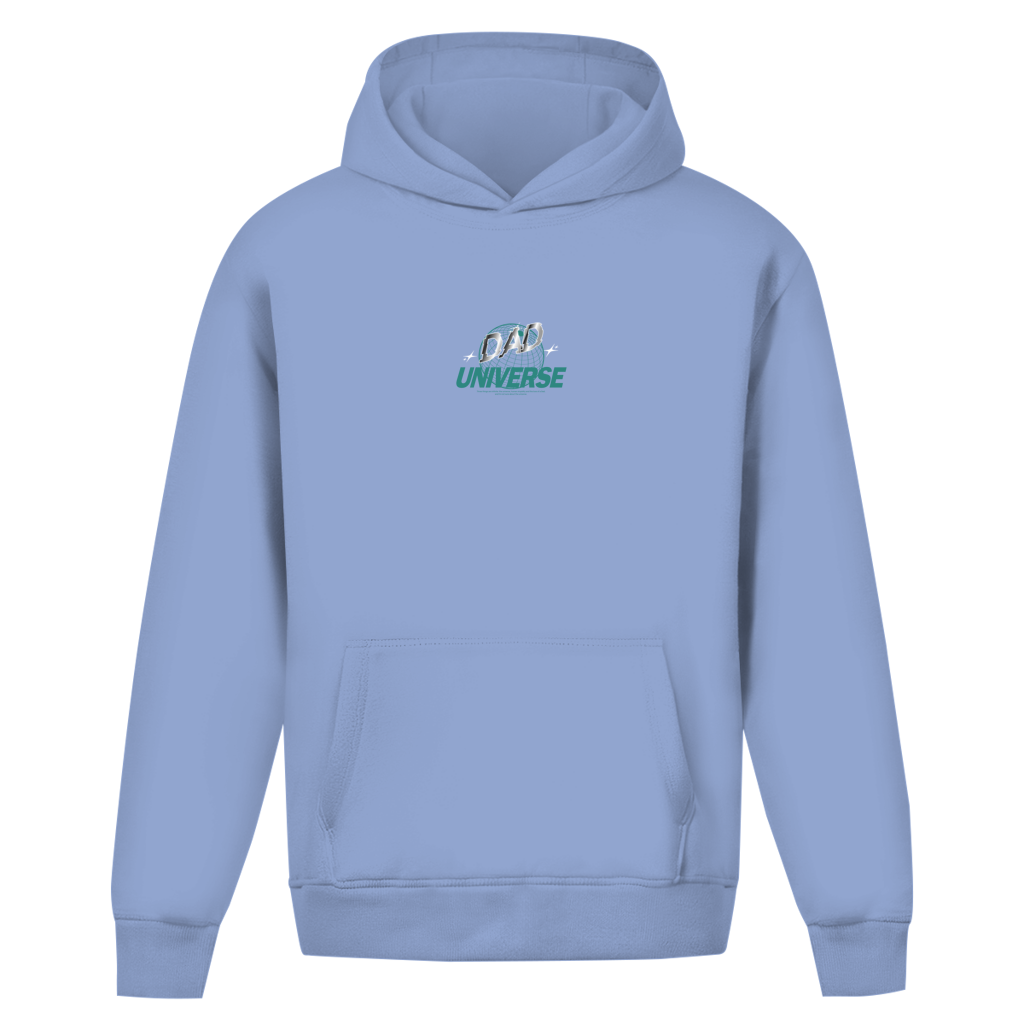 Dad Universe – Powder Blue Oversize Hoodie – Streetwear für Väter – Frontansicht | Vaterstück