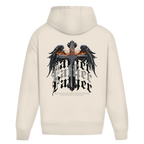 Sacred Guardian – White Oversize Hoodie – Streetwear für Väter – Rückenansicht | Vaterstück
