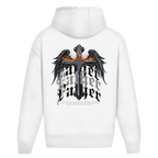 Sacred Guardian – Desert Sand Oversize Hoodie – Streetwear für Väter – Rückenansicht | Vaterstück
