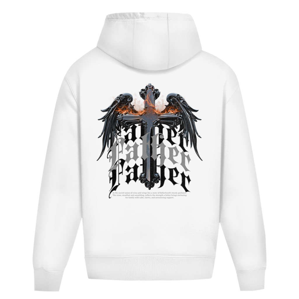 Sacred Guardian – Desert Sand Oversize Hoodie – Streetwear für Väter – Rückenansicht | Vaterstück