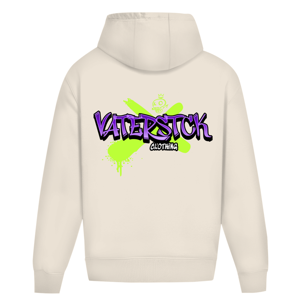 Vaterstck Clothing Graffiti – Powder Blue Oversize Hoodie – Streetwear für Väter – Rückenansicht | Vaterstück