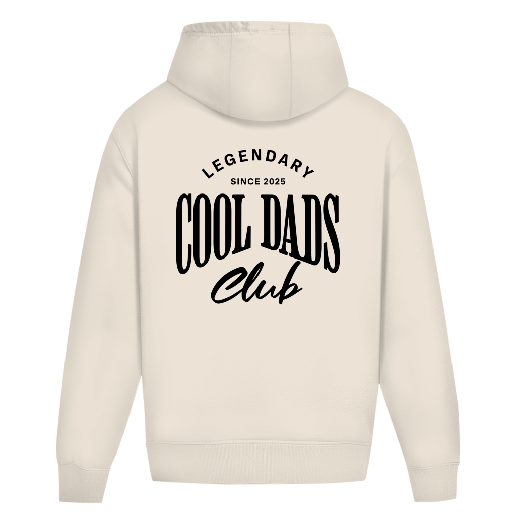 Legendary Cool Dads Club – White Sand Oversize Hoodie – Streetwear für Väter – Rückenansicht | Vaterstück