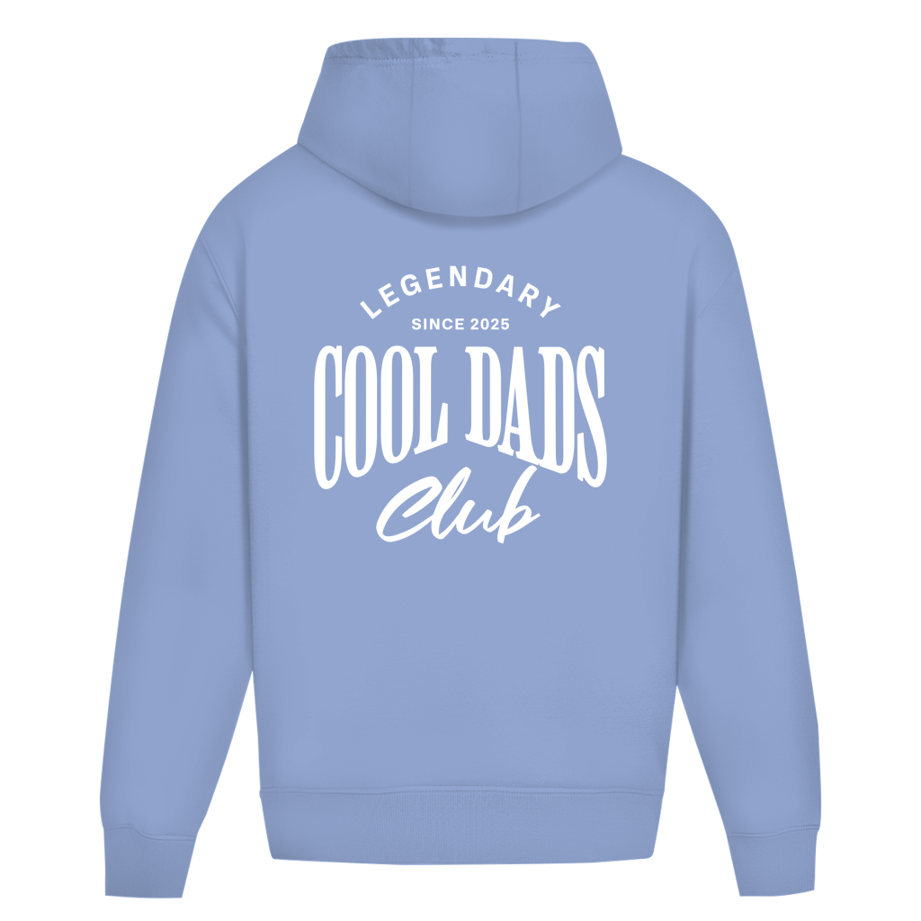 Legendary Cool Dads Club – Powder Blue Oversize Hoodie – Streetwear für Väter – Rückenansicht | Vaterstück