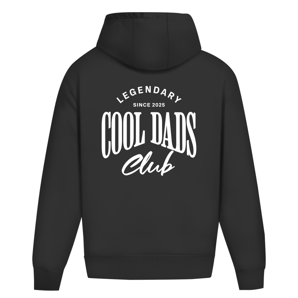 Legendary Cool Dads Club – Black Oversize Hoodie – Streetwear für Väter – Rückenansicht | Vaterstück