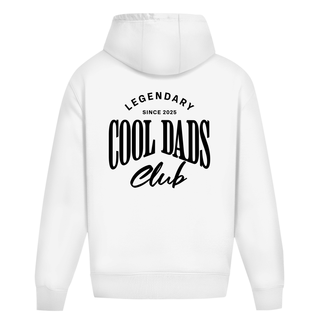 Legendary Cool Dads Club – White Oversize Hoodie – Streetwear für Väter – Rückenansicht | Vaterstück