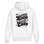 Dads Love Never Ends – White Oversize Hoodie – Streetwear für Väter – Rückenansicht | Vaterstück