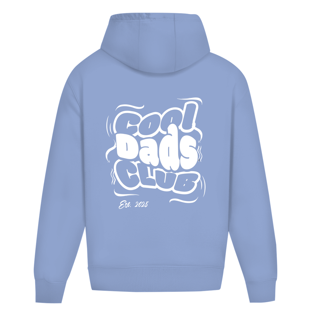 Cool Dads Club – Powder Blue Oversize Hoodie – Streetwear für Väter – Rückenansicht | Vaterstück