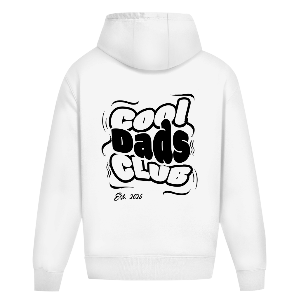 Cool Dads Club – White Oversize Hoodie – Streetwear für Väter – Rückenansicht | Vaterstück