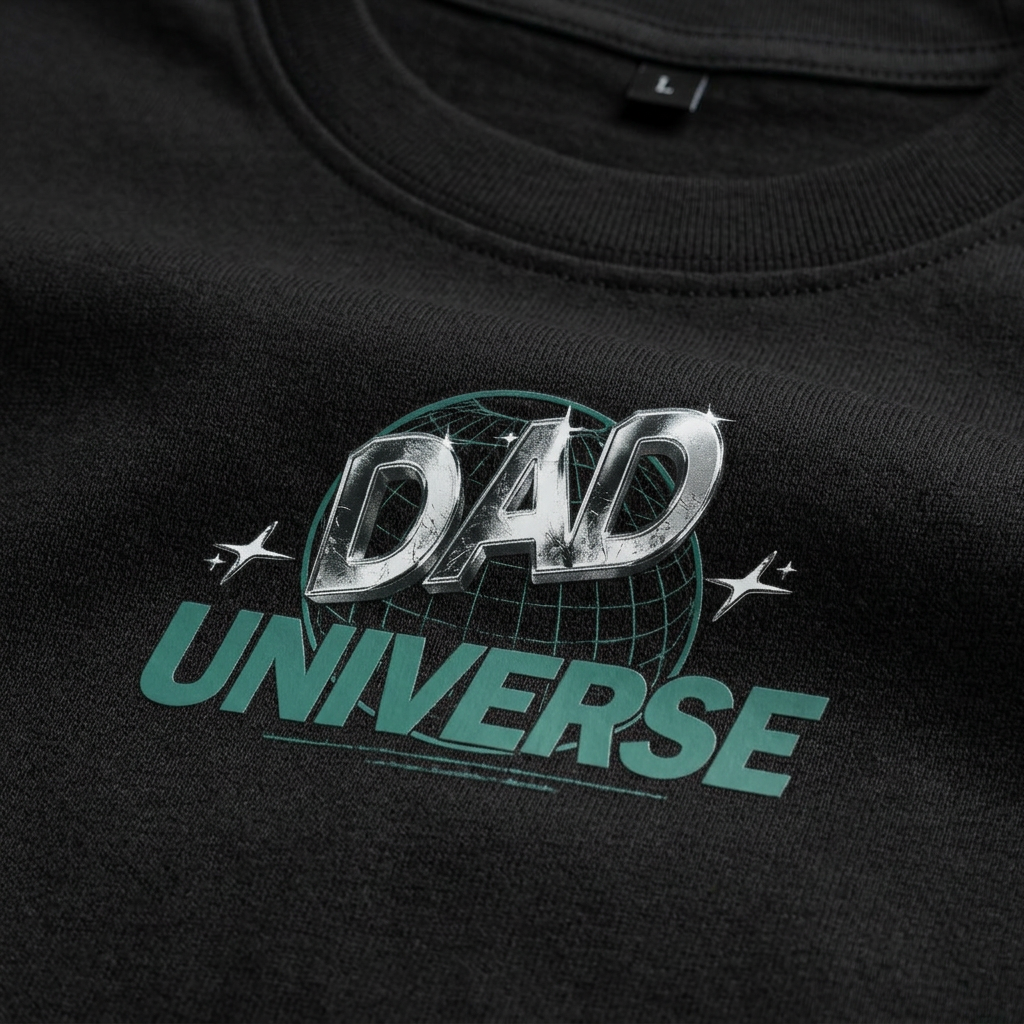 Dad Universe – Oversize T-Shirt – Streetwear für Väter – Detailansicht | Vaterstück