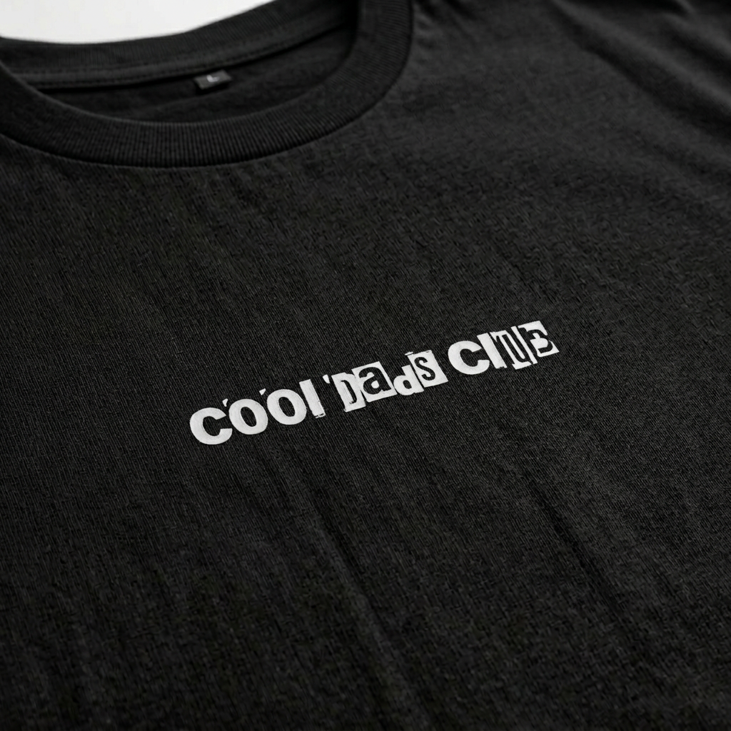 Cool Dads Club Typo1 – Oversize T-Shirt – Streetwear für Väter – Detailansicht | Vaterstück