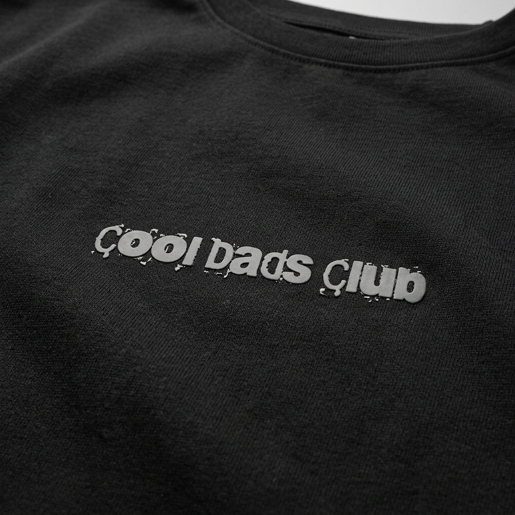 Cool Dads Club Typo2 – Oversize T-Shirt – Streetwear für Väter – Detailansicht | Vaterstück