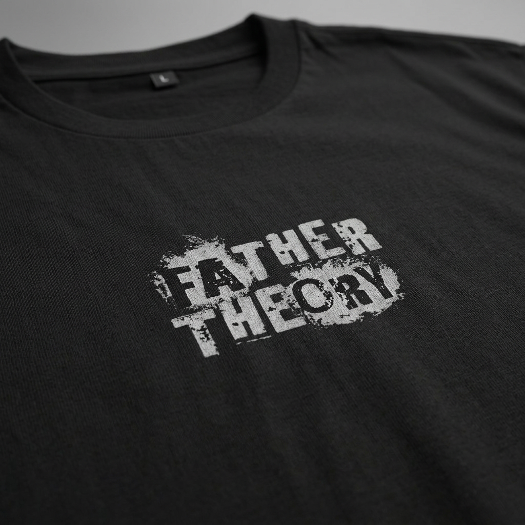 Father Theory – Oversize T-Shirt – Streetwear für Väter – Detailansicht | Vaterstück 2