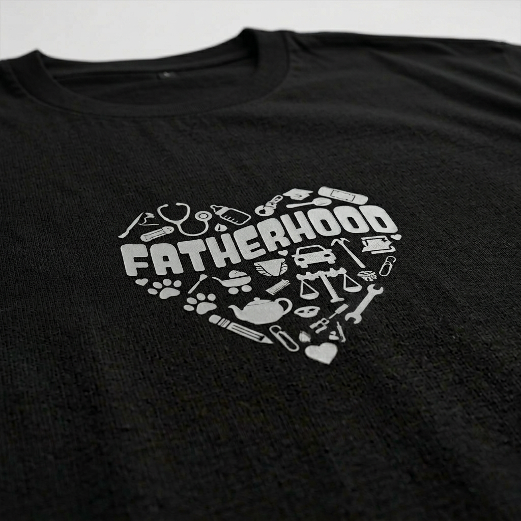 Fatherhood Heart – Oversize T-Shirt – Streetwear für Väter – Detailansicht | Vaterstück
