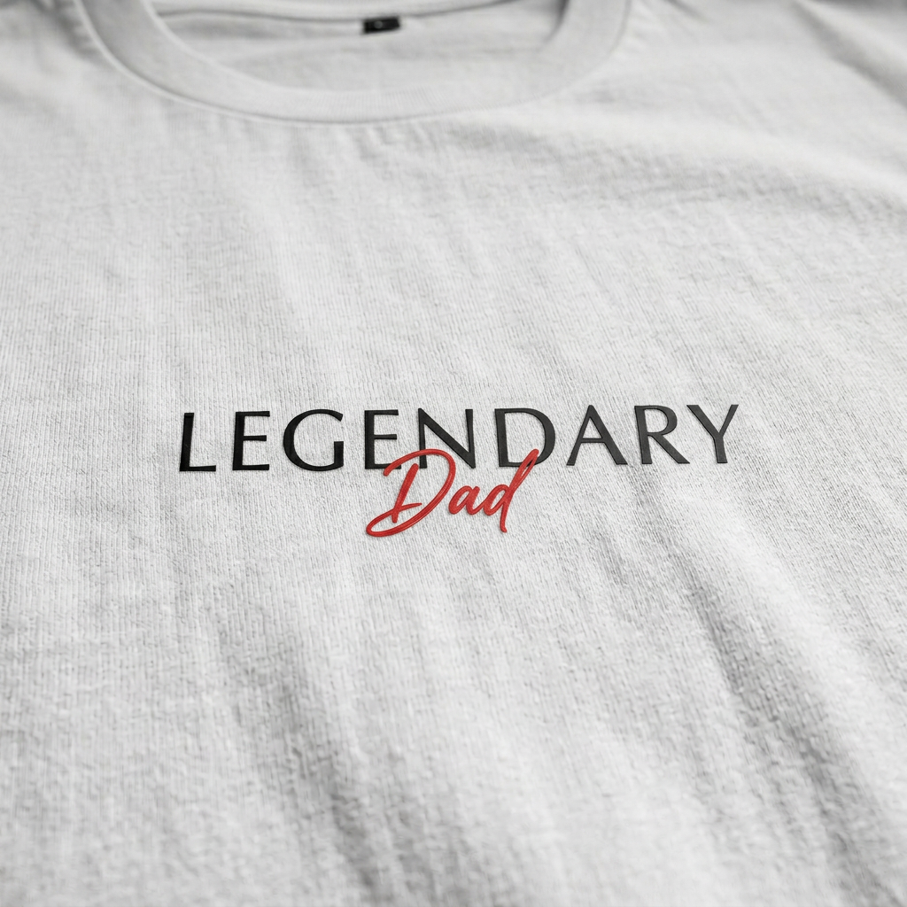 Legendary Dad – Oversize T-Shirt – Streetwear für Väter – Detailansicht | Vaterstück