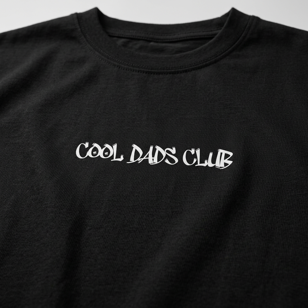 Cool Dads Club Typo4 – Oversize T-Shirt – Streetwear für Väter – Detailansicht | Vaterstück