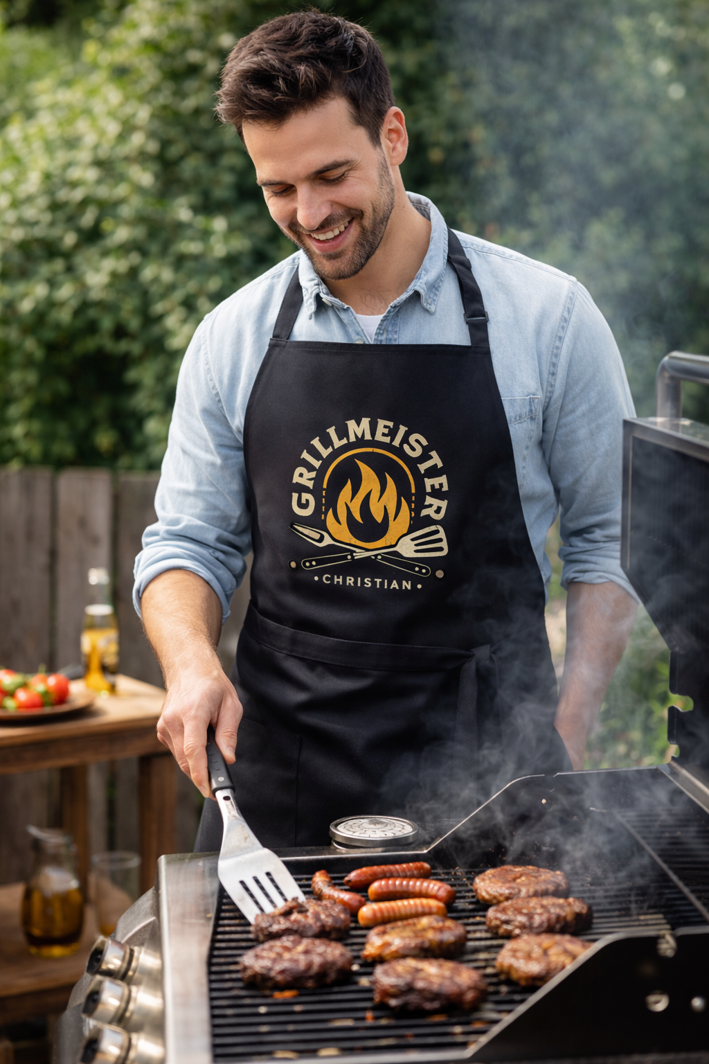 Grillmeister – Grillschürze – Streetwear für Väter – Detailansicht | Vaterstück